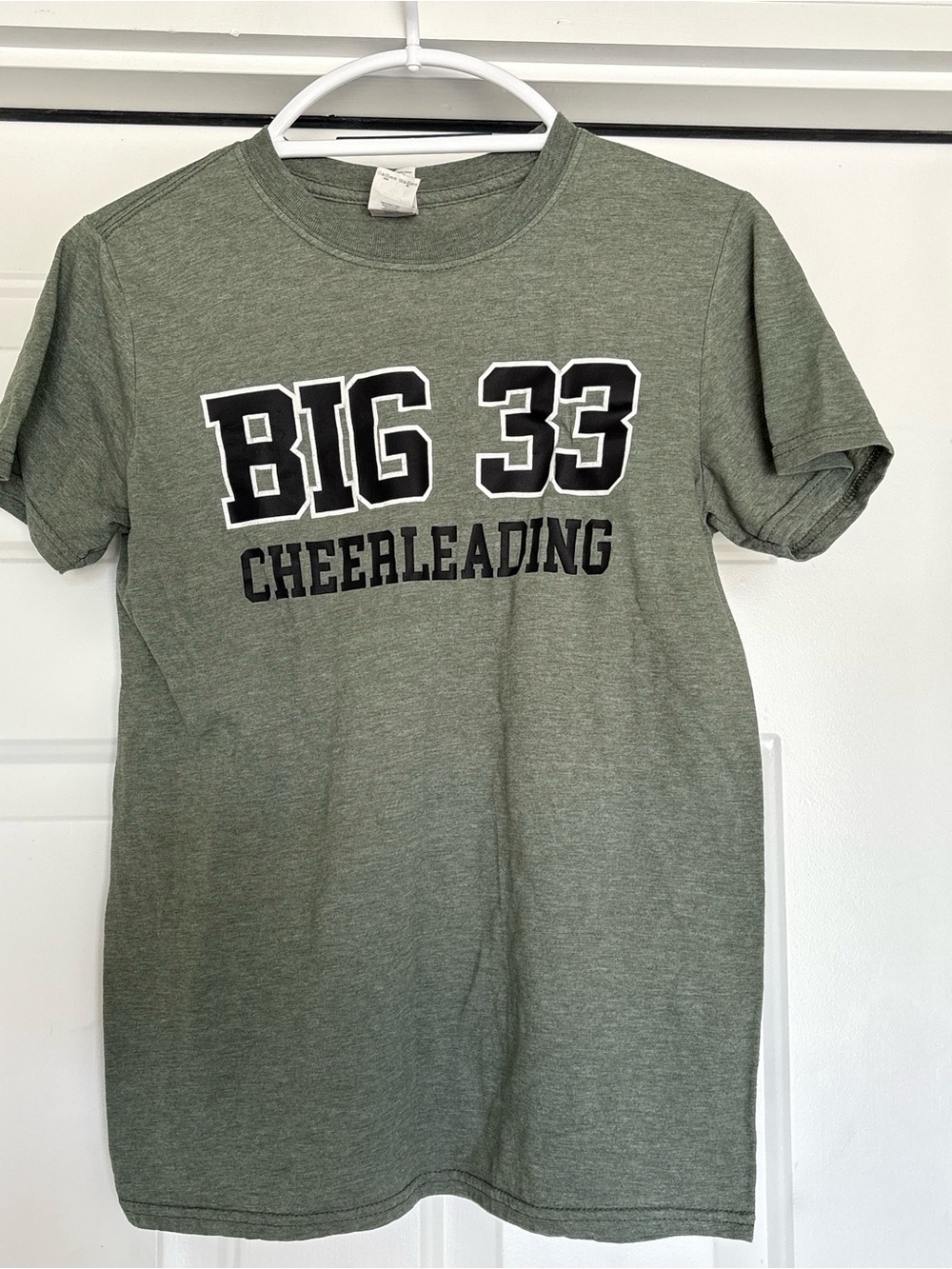 Gildan Olive Green Big 33 Cheerleading Short Sleeve Tee